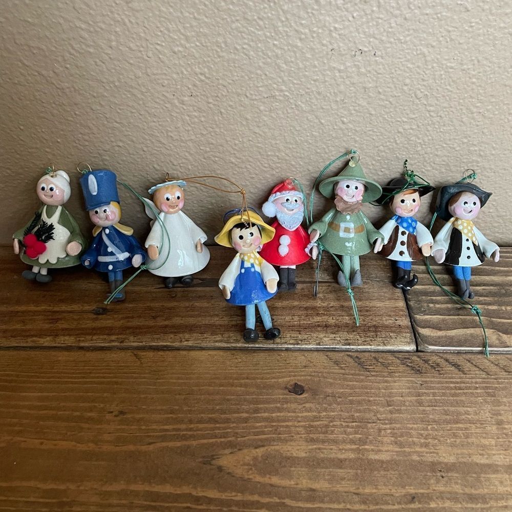 Lot of 8 Vintage Ceramic Ornaments with Movable Legs CUTEEE!